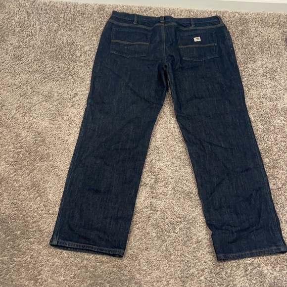 Carhartt Women's Flannel Lined Jeans Straight Leg Loose Fit Dark Wash 18X32 - Picture 5 of 10